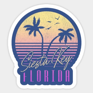 Siesta Key Florida Vintage Sunset Colors Palm Trees Sticker